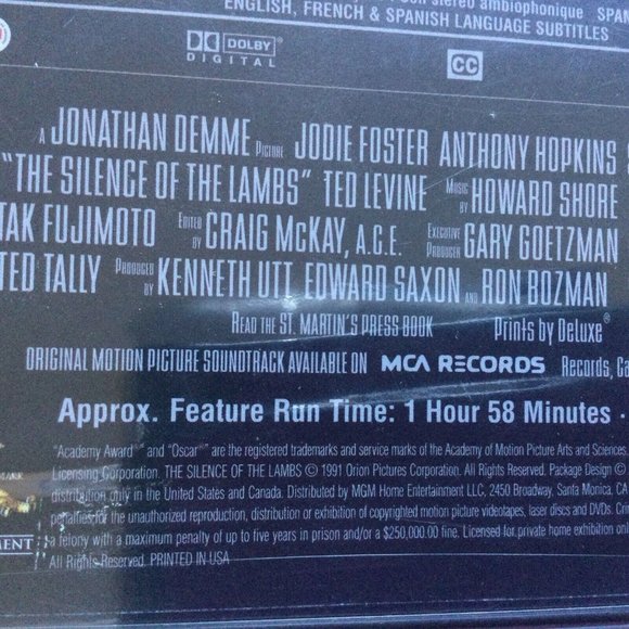 The Silence of The Lambs DVD New Sealed 2004 Jodie Foster - Picture 4 of 6